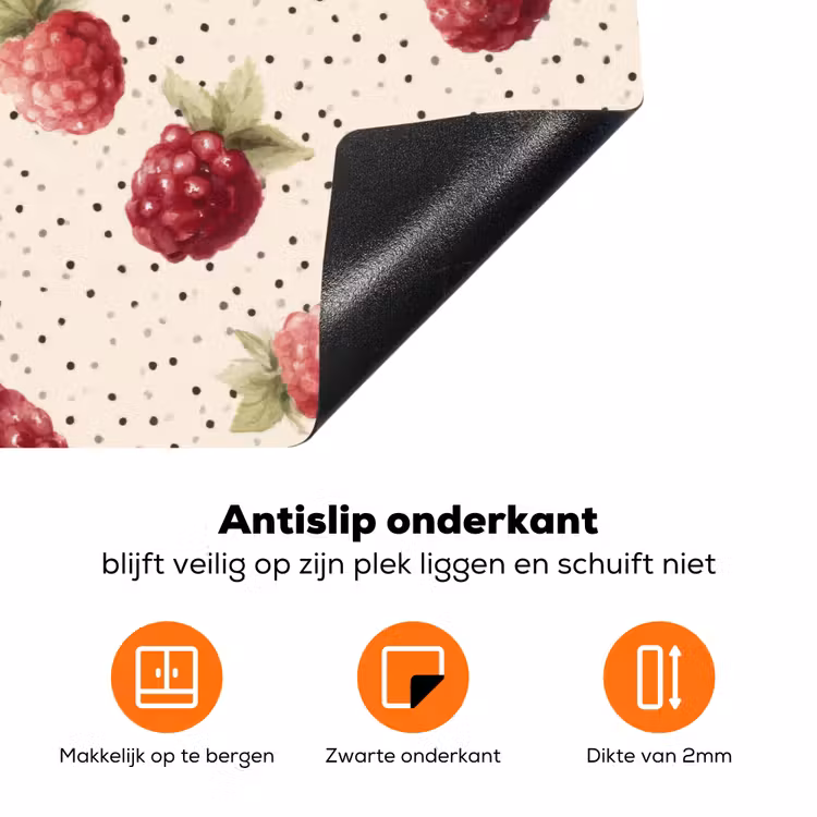 Framboos - Stippen - Rood Inductie beschermer vinyl 3mm klein 276 -zzzzzzz-td-onderkant
