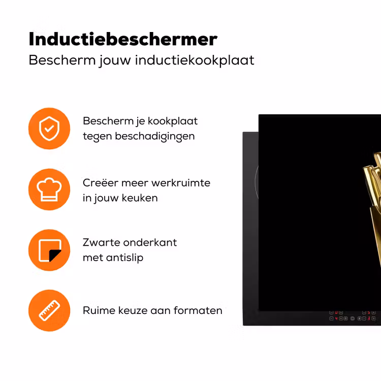 Friet - Goud - Chrome - Eten Inductie beschermer vinyl 3mm klein -zzzzzzz-td-ups