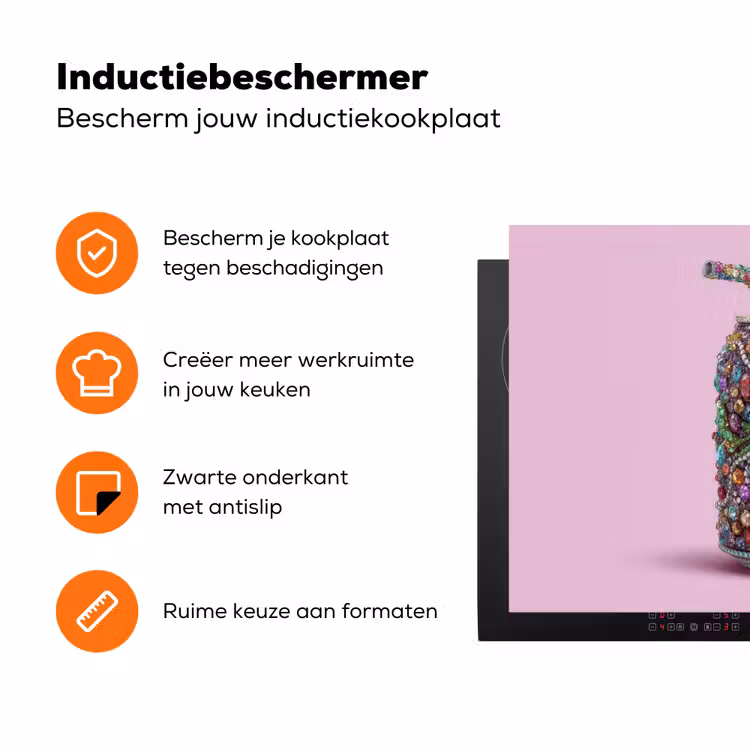 Frisdrankblikje - Bloemenpatroon - Edelstenen - Kleurrijk Inductie beschermer vinyl 3mm klein -zzzzzzz-td-ups