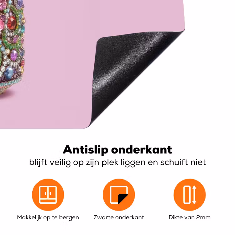 Frisdrankblikje - Bloemenpatroon - Edelstenen - Kleurrijk Inductie beschermer vinyl 3mm klein -zzzzzzz-td-onderkant
