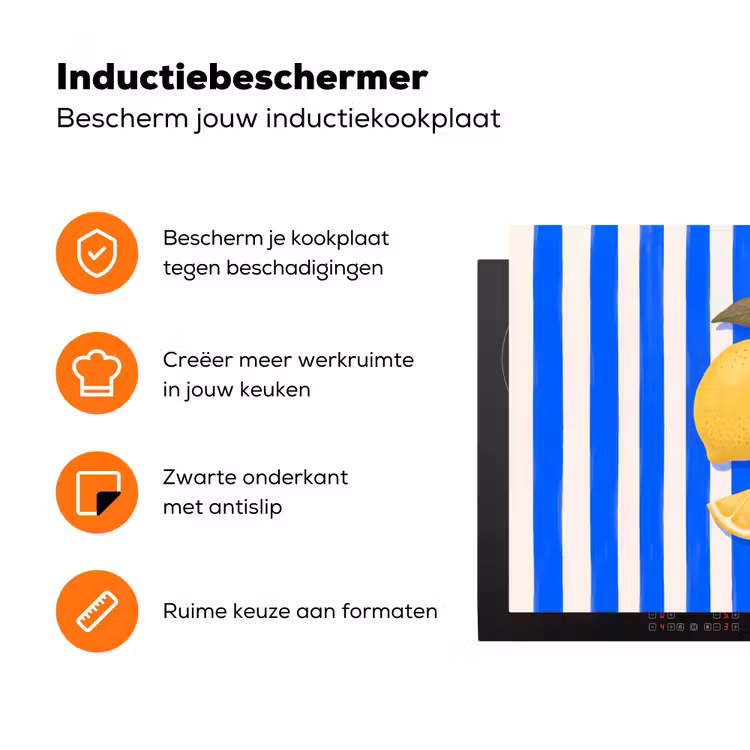 Fruit - Citroen - Zomer - Geel - Blauw Inductie beschermer vinyl 3mm klein -zzzzzzz-td-ups