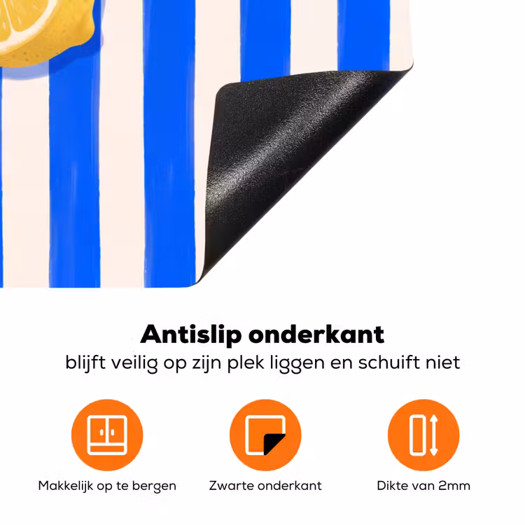 Fruit - Citroen - Zomer - Geel - Blauw Inductie beschermer vinyl 3mm klein -zzzzzzz-td-onderkant