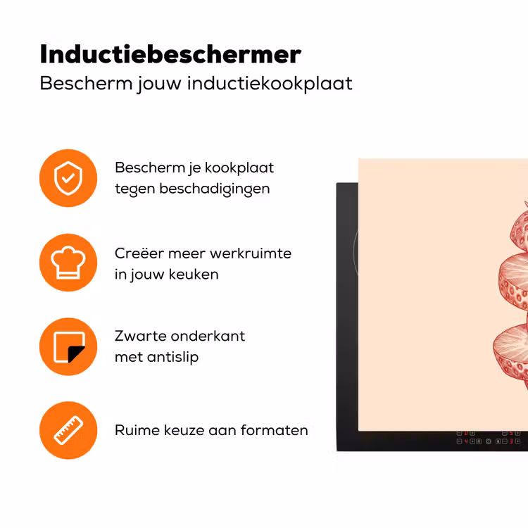 Fruit - Gesneden - Illustratie - Rood - Vintage Inductie beschermer vinyl 3mm klein -zzzzzzz-td-ups