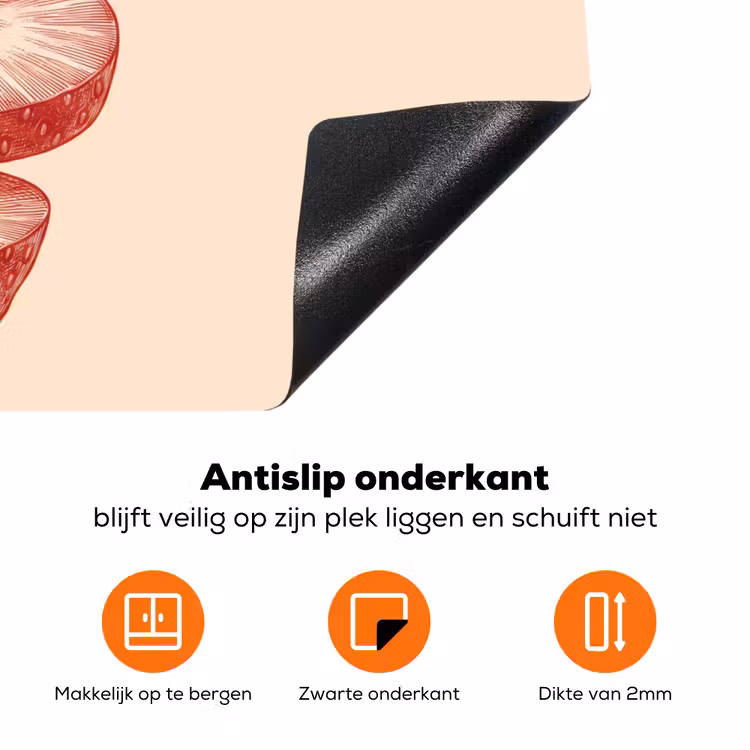 Fruit - Gesneden - Illustratie - Rood - Vintage Inductie beschermer vinyl 3mm klein -zzzzzzz-td-onderkant