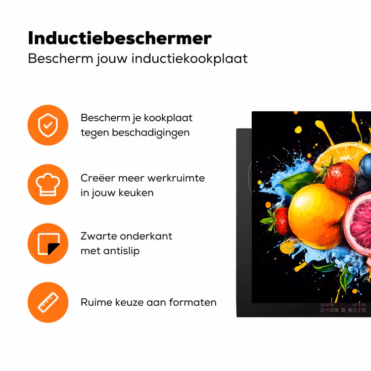 Fruit - Graffiti - Kleurrijk - Sinaasappel - Aardbei - Abstract Inductie beschermer vinyl 3mm klein -zzzzzzz-td-ups