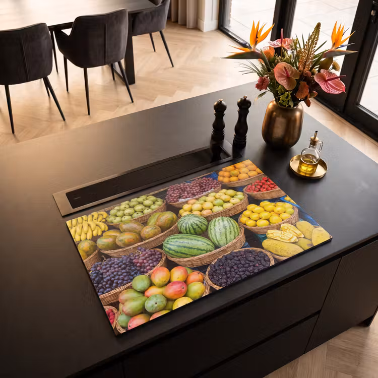 Inductiebeschermer - Fruit - Markt - Kleurrijk - Fruit - Markt - Kleurrijk Inductie beschermer vinyl 3mm klein
