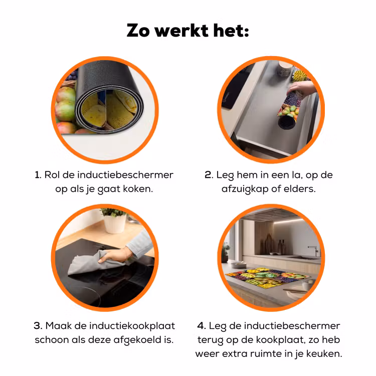 Inductiebeschermer - Fruit - Markt - Kleurrijk - Fruit - Markt - Kleurrijk Inductie beschermer vinyl 3mm klein