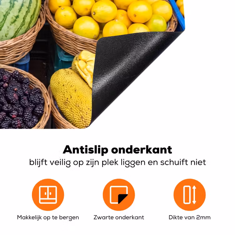 Inductiebeschermer - Fruit - Markt - Kleurrijk - Fruit - Markt - Kleurrijk Inductie beschermer vinyl 3mm klein