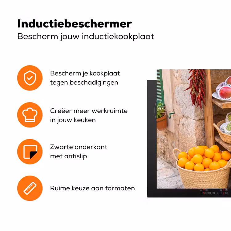 Inductiebeschermer - Fruit - Markt - Vers - Fruit - Markt - Vers Inductie beschermer vinyl 3mm klein