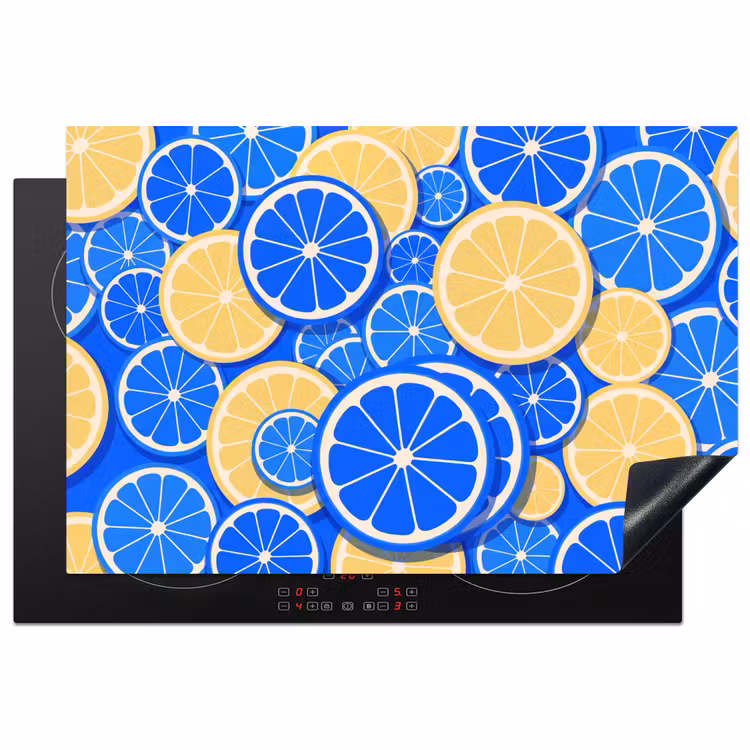 Fruit - Schijven - Patroon - Modern - Blauw - Geel Inductie beschermer vinyl 3mm klein -3d