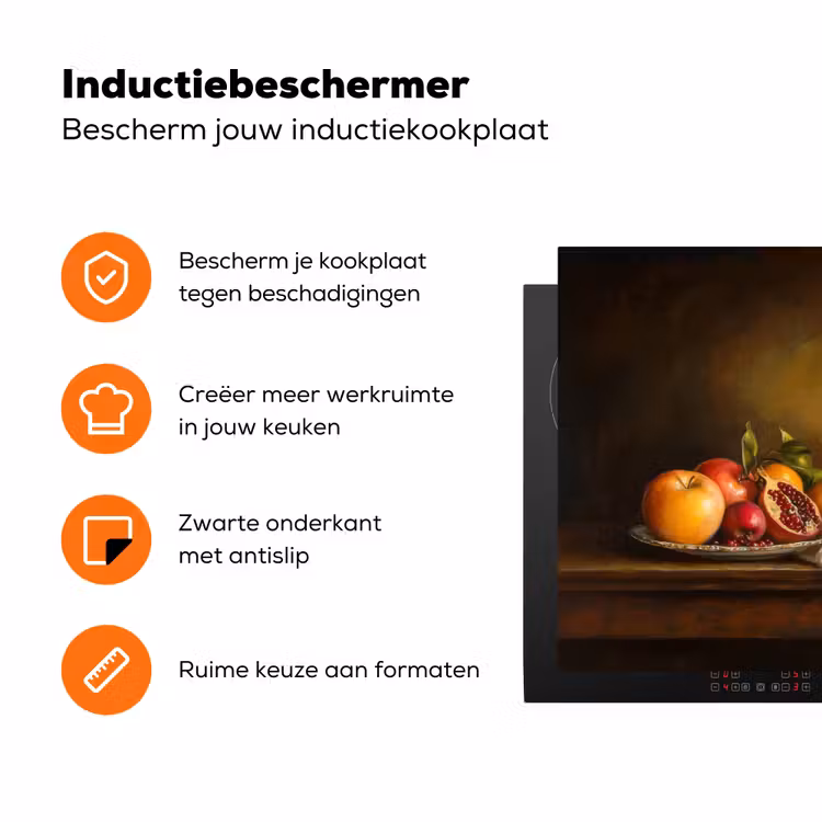Fruit -  Stilleven - Wijn - Kaars Inductie beschermer vinyl 3mm klein -zzzzzzz-td-ups
