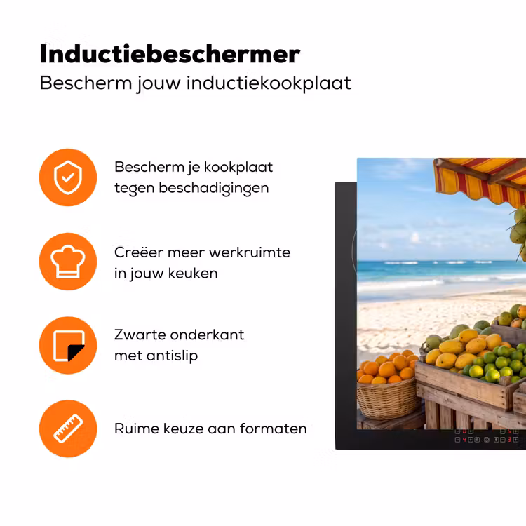 Inductiebeschermer - Fruit - Strand - Tropisch - Fruit - Strand - Tropisch Inductie beschermer vinyl 3mm klein