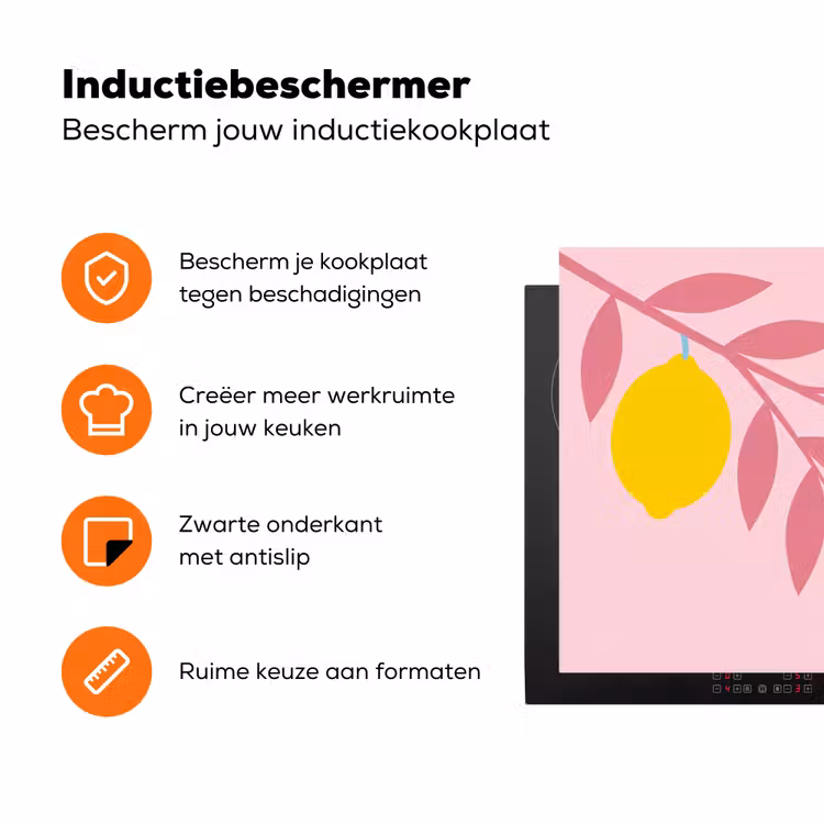 Fruit - Tak - Natuur - Abstract - Roze Inductie beschermer vinyl 3mm klein -zzzzzzz-td-ups