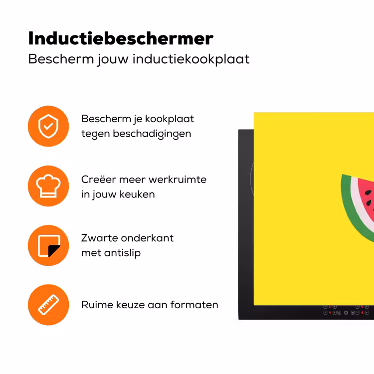 Fruit - Watermeloen - Geel Inductie beschermer vinyl 3mm klein -zzzzzzz-td-ups