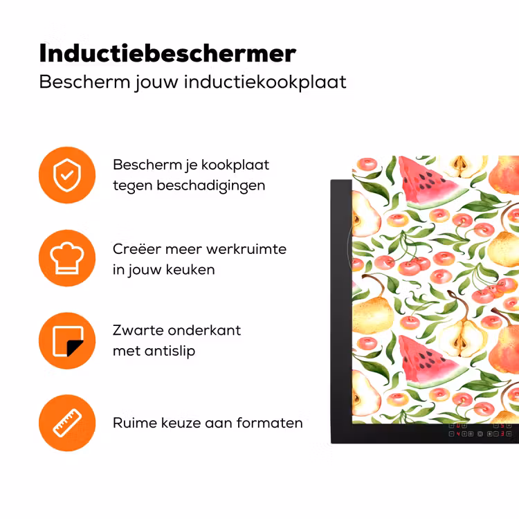Fruit - Watermeloen - Kersen - Peer Inductie beschermer vinyl 3mm klein 276 -zzzzzzz-td-ups