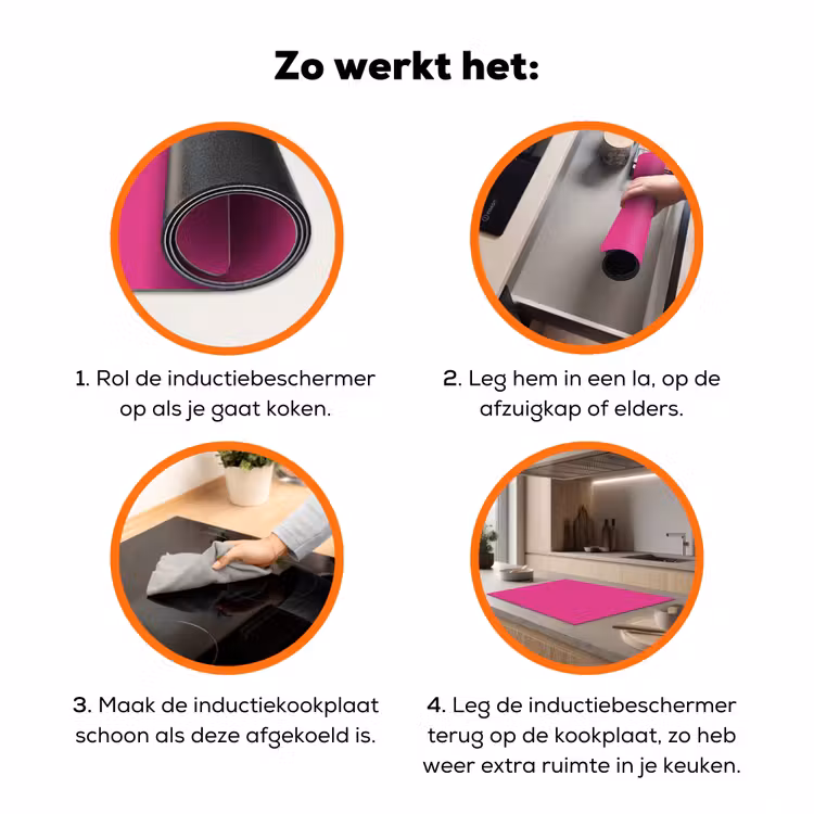 Fuchsia - Neon - Kleuren Inductie beschermer vinyl 3mm klein 276 -zzzzzzz-td-werking