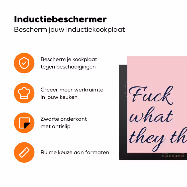 Fuck what they think - Roze - Minimalistisch Inductie beschermer vinyl 3mm klein -zzzzzzz-td-ups