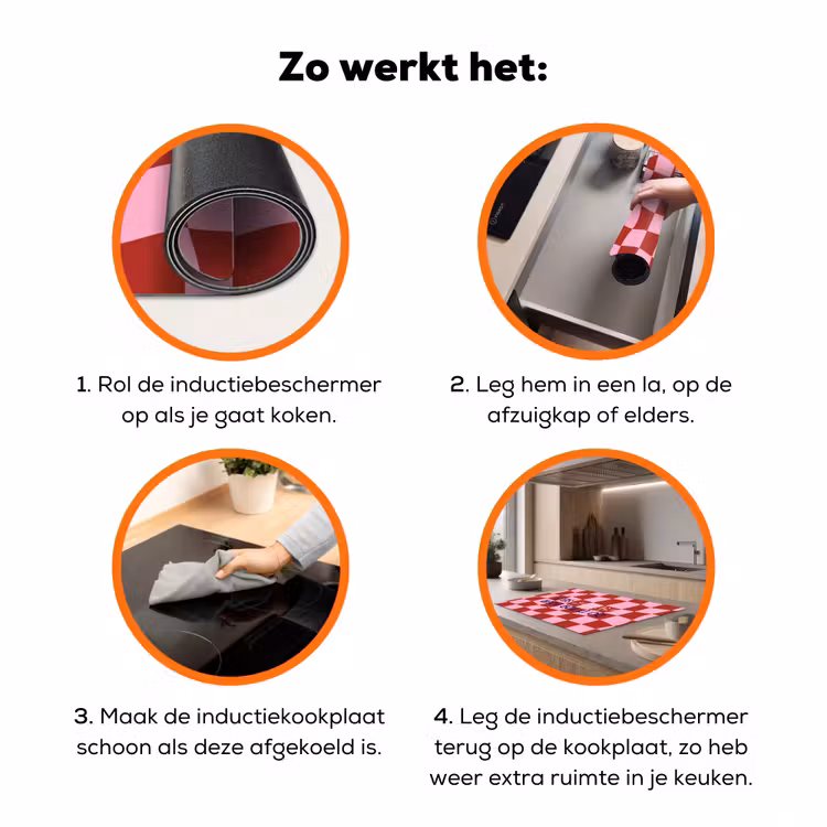 Furture - Geblokt - Rood Inductie beschermer vinyl 3mm klein -zzzzzzz-td-werking