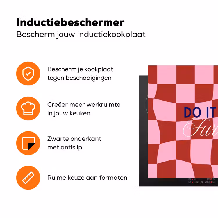 Furture - Geblokt - Rood Inductie beschermer vinyl 3mm klein -zzzzzzz-td-ups