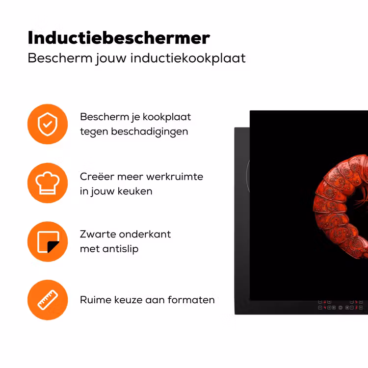 Garnaal - Rood - Dieren Inductie beschermer vinyl 3mm klein -zzzzzzz-td-ups