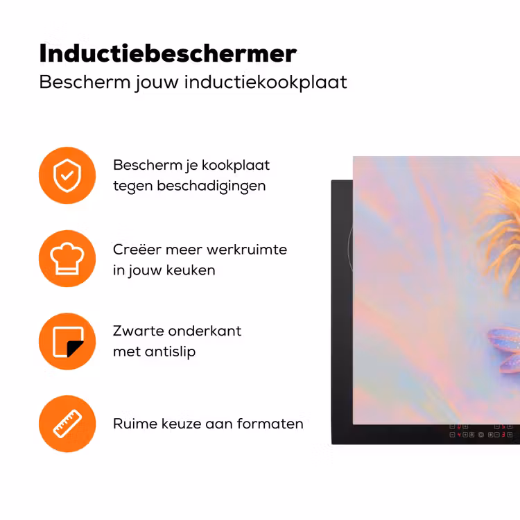 Garnaal - Subtiele structuur - Blauw - Roze Inductie beschermer vinyl 3mm klein -zzzzzzz-td-ups