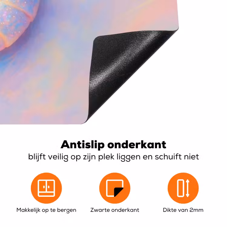 Garnaal - Subtiele structuur - Blauw - Roze Inductie beschermer vinyl 3mm klein -zzzzzzz-td-onderkant