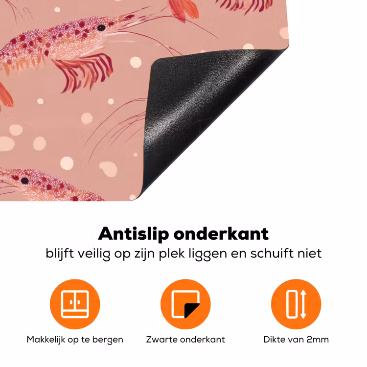 Garnalen - Stippen - Roze Inductie beschermer vinyl 3mm klein 276 -zzzzzzz-td-onderkant