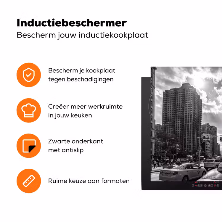 Gebouw - Hoogbouw - Stad - Architectuur - Zwart-wit Inductie beschermer vinyl 3mm klein -zzzzzzz-td-ups