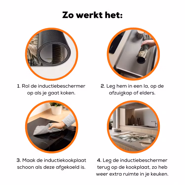 Gebouw - Palmbomen - Beige - Zon Inductie beschermer vinyl 3mm klein -zzzzzzz-td-werking