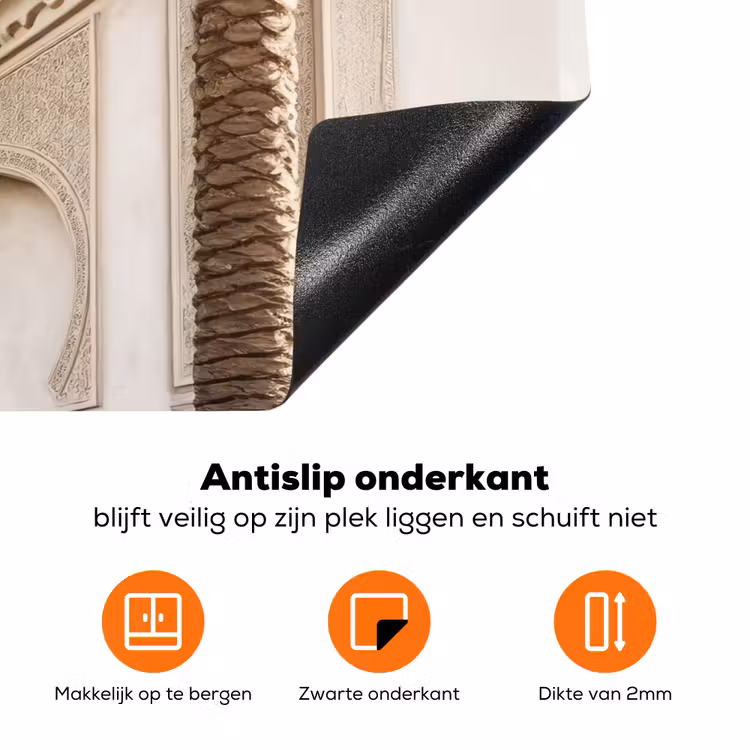 Gebouw - Palmbomen - Beige - Zon Inductie beschermer vinyl 3mm klein -zzzzzzz-td-onderkant
