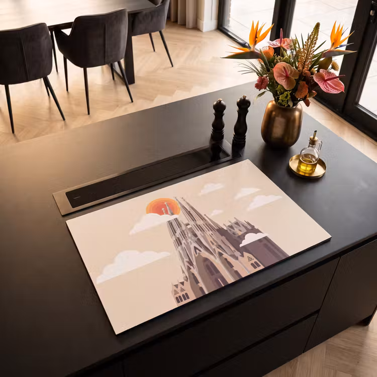 Gebouw - Torens - Architectuur - Abstract - Zonsondergang Inductie beschermer vinyl 3mm klein -sfeer5