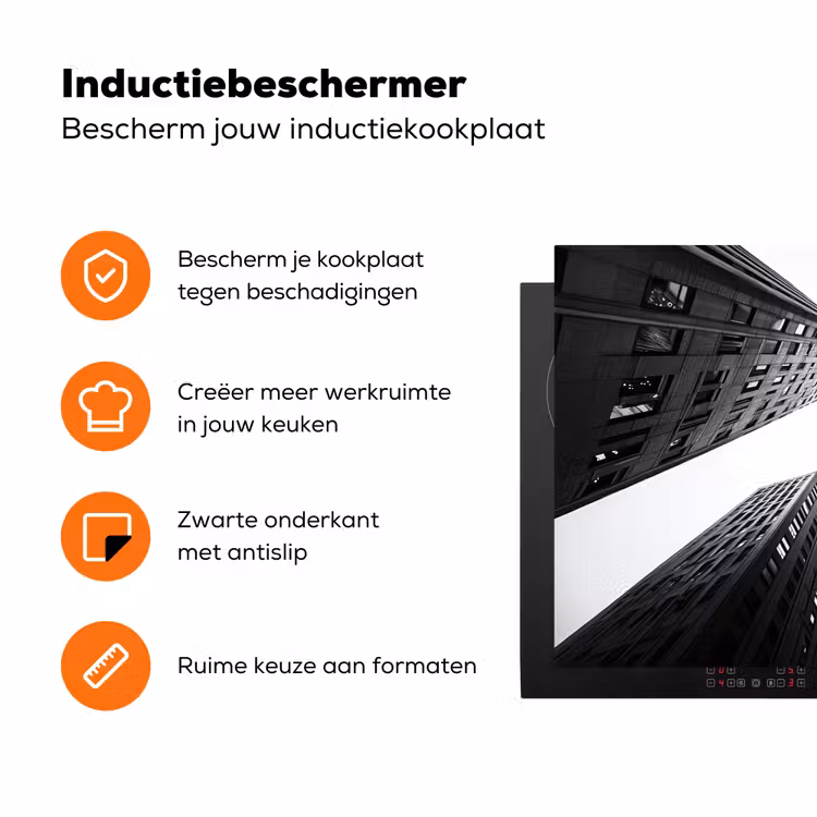 Gebouwen - Lucht - Zwart Inductie beschermer vinyl 3mm klein -zzzzzzz-td-ups