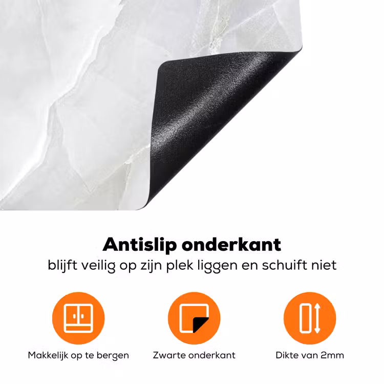 Gebroken Witte Marmerijsschotsen Inductie beschermer vinyl 3mm klein -zzzzzzz-td-onderkant