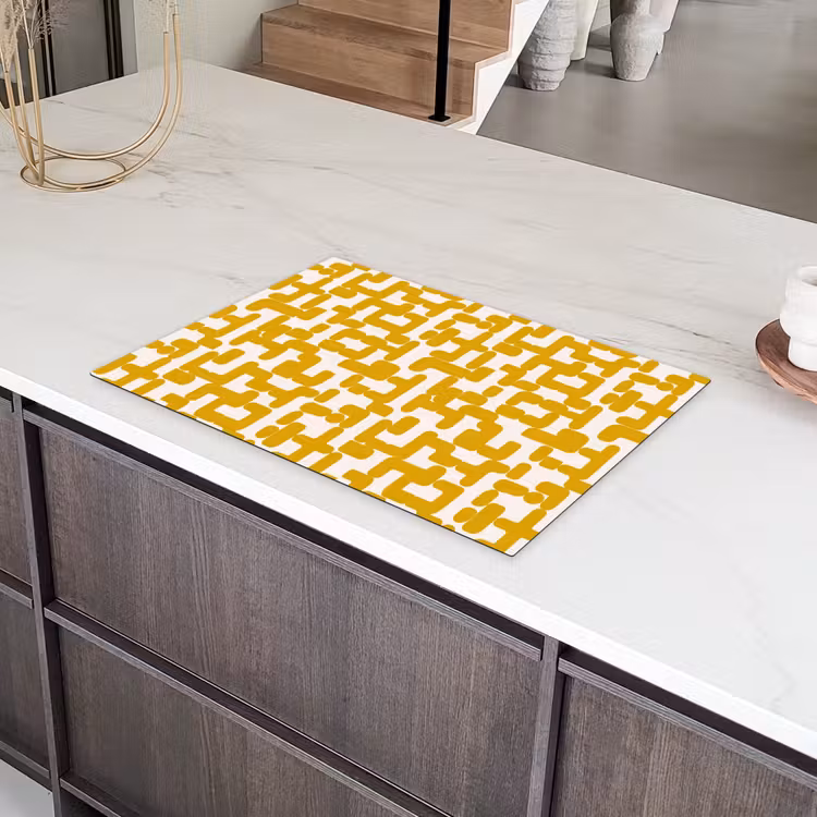 Geel - Beige - Patroon Inductie beschermer vinyl 3mm klein 276 -sfeer8