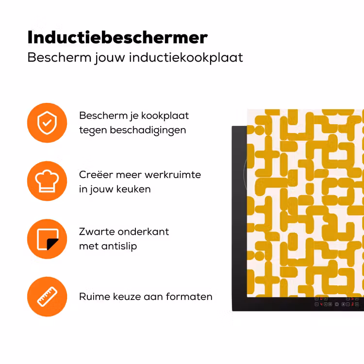 Geel - Beige - Patroon Inductie beschermer vinyl 3mm klein 276 -zzzzzzz-td-ups