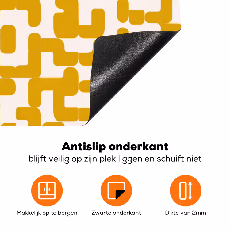 Geel - Beige - Patroon Inductie beschermer vinyl 3mm klein 276 -zzzzzzz-td-onderkant