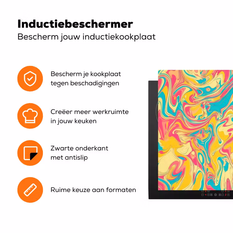 Geel - Roze - Blauw - Retro Inductie beschermer vinyl 3mm klein -zzzzzzz-td-ups