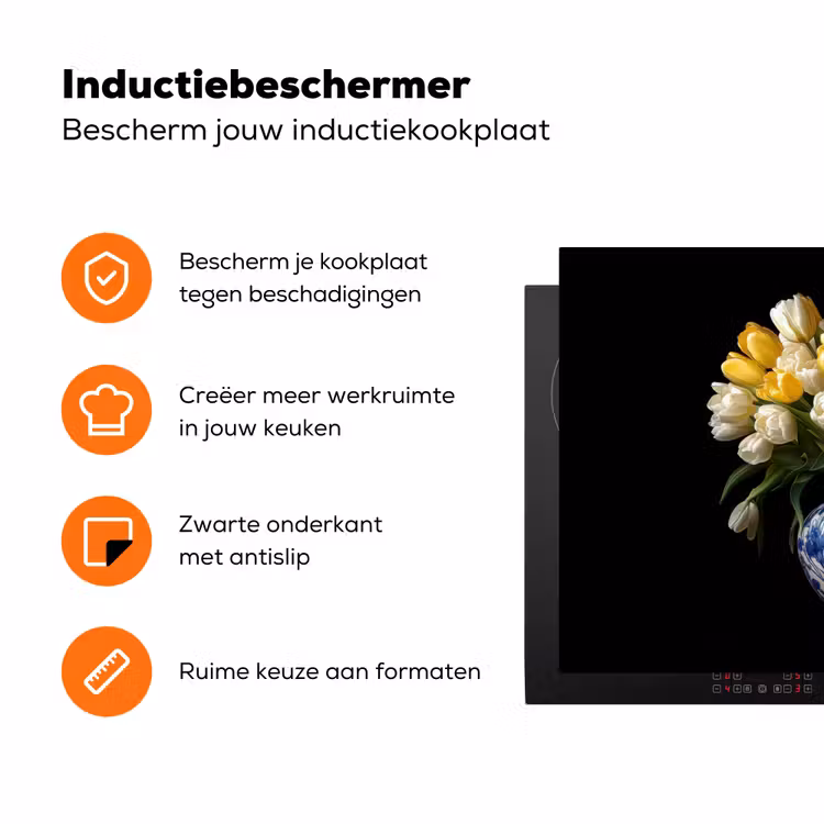 Geel - Tulpen - Vaas - Bloemen Inductie beschermer vinyl 3mm klein -zzzzzzz-td-ups