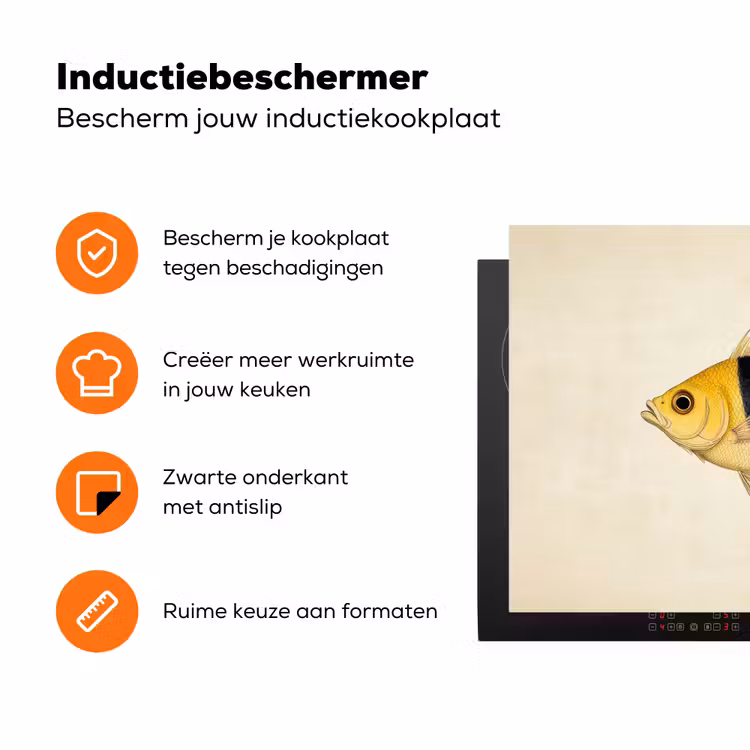 Geel - Vis - Strepen - Tropisch Inductie beschermer vinyl 3mm klein -zzzzzzz-td-ups