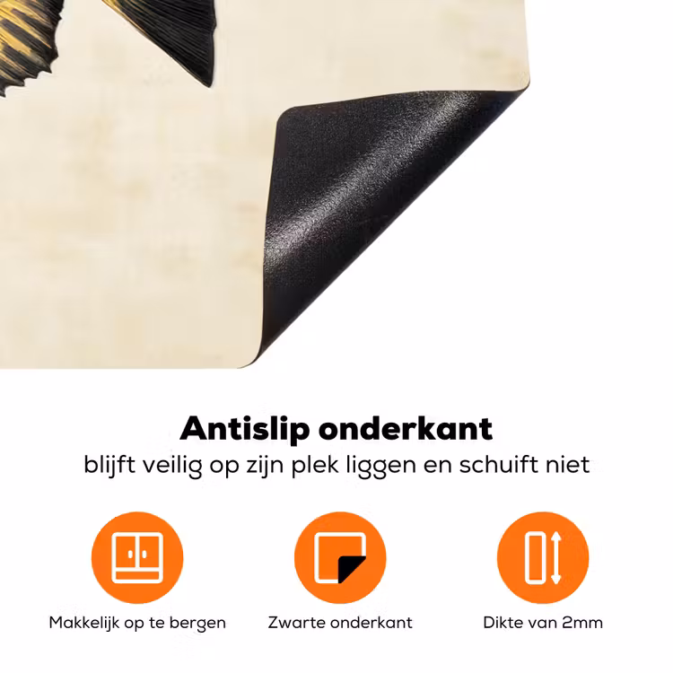 Geel - Vis - Strepen - Tropisch Inductie beschermer vinyl 3mm klein -zzzzzzz-td-onderkant