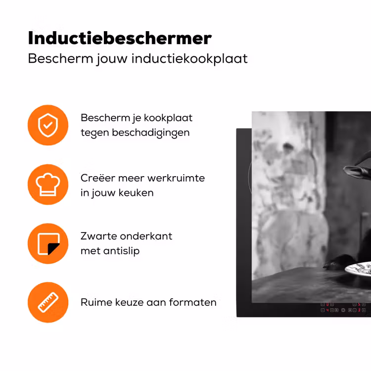 Geit - Bord - Spaghetti - Zwart Wit Inductie beschermer vinyl 3mm klein -zzzzzzz-td-ups