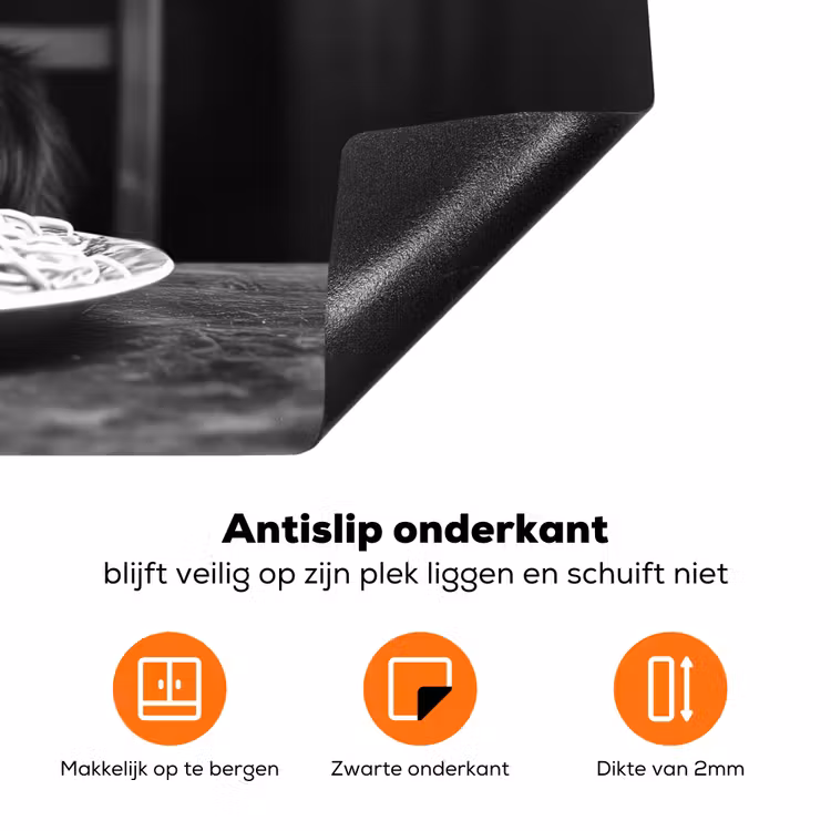 Geit - Bord - Spaghetti - Zwart Wit Inductie beschermer vinyl 3mm klein -zzzzzzz-td-onderkant