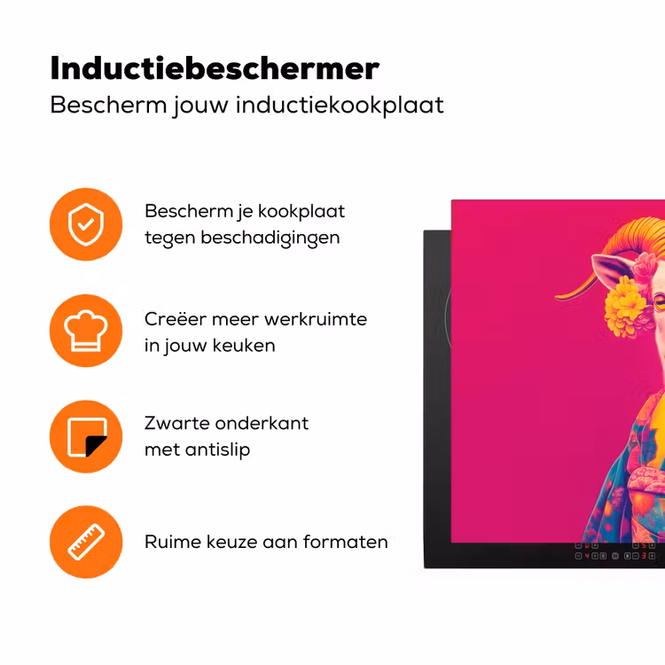 Geit - Hoorns - Kimono - Kleurrijk Inductie beschermer vinyl 3mm klein -zzzzzzz-td-ups