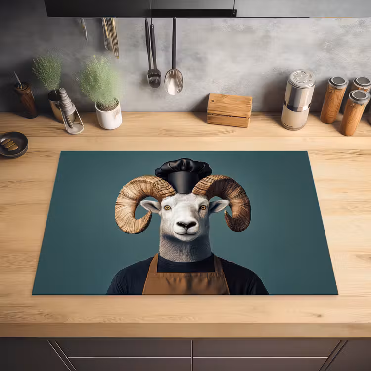 Geit - Hoorns - Kokskleding Inductie beschermer vinyl 3mm klein -sfeer5