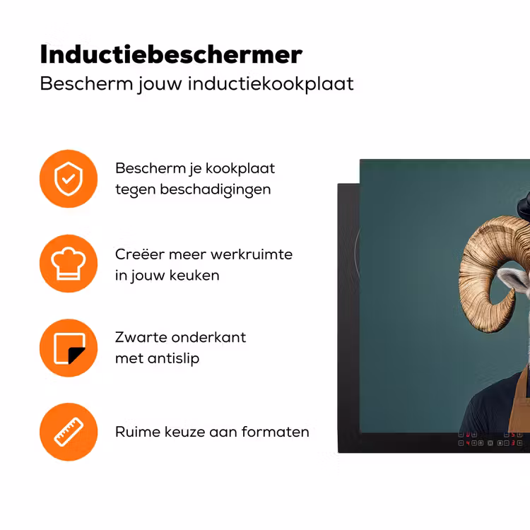 Geit - Hoorns - Kokskleding Inductie beschermer vinyl 3mm klein -zzzzzzz-td-ups