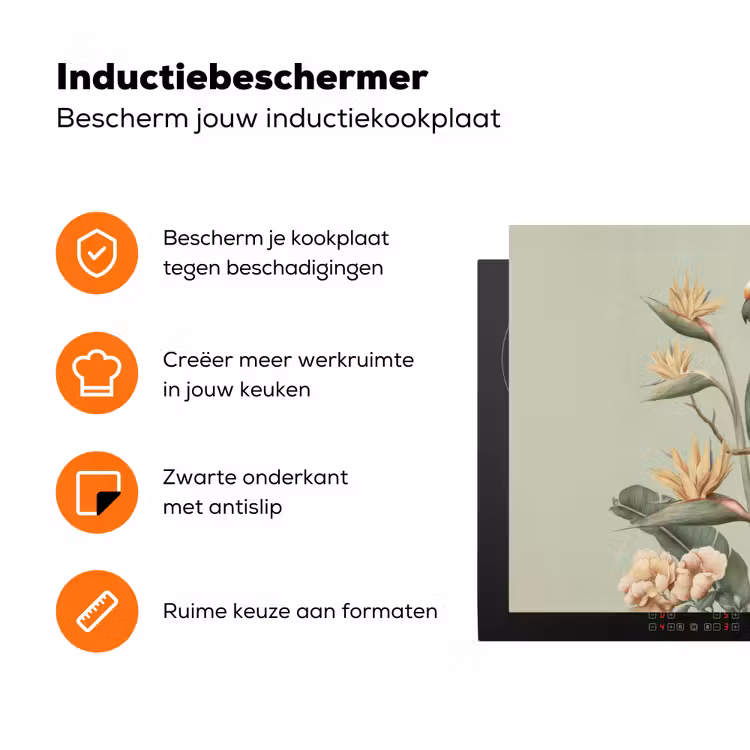 Gele kuifkaketoe - paradijsvogelbloemen - Groen Inductie beschermer vinyl 3mm klein -zzzzzzz-td-ups