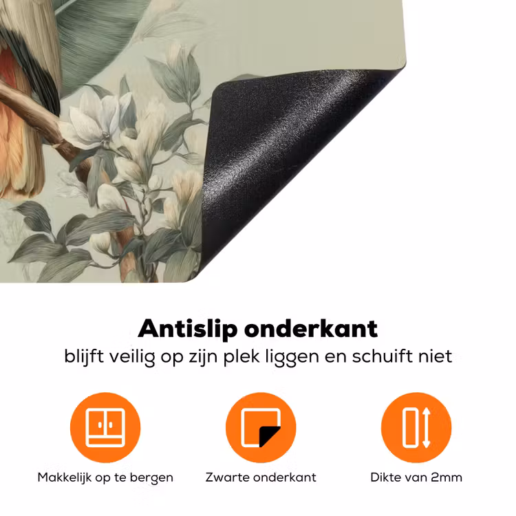 Gele kuifkaketoe - paradijsvogelbloemen - Groen Inductie beschermer vinyl 3mm klein -zzzzzzz-td-onderkant