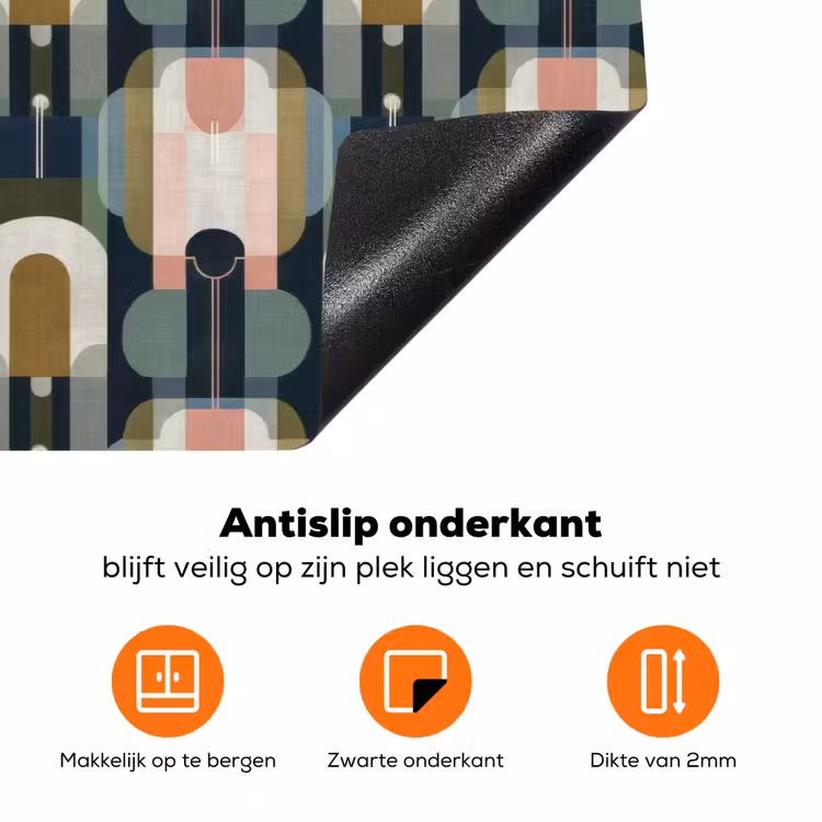 Geografisch - Modern - Kleurrijk Inductie beschermer vinyl 3mm klein 276 -zzzzzzz-td-onderkant
