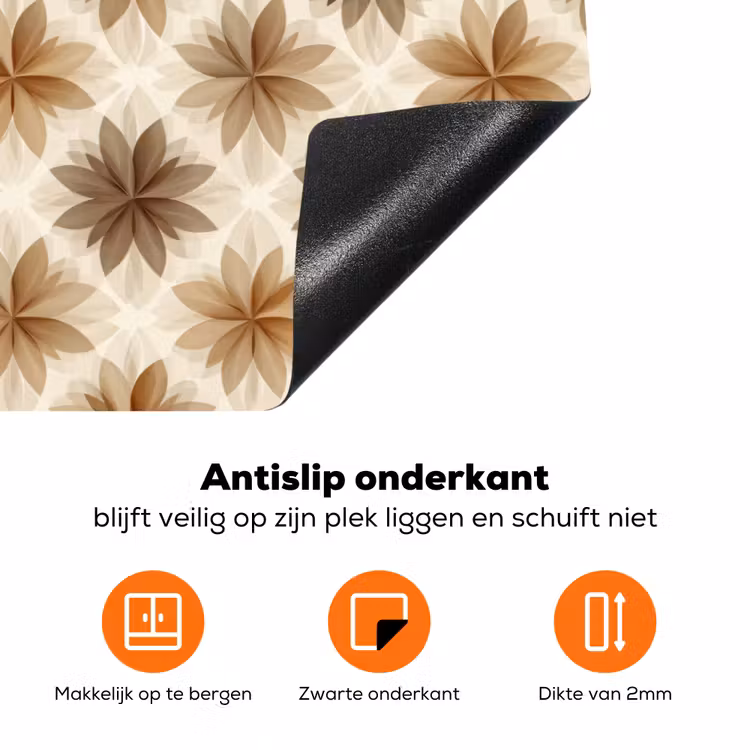 Geografisch - Patroon - Bruin Inductie beschermer vinyl 3mm klein 276 -zzzzzzz-td-onderkant
