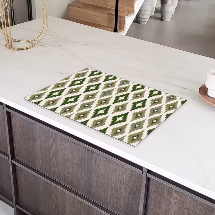 Geografisch - Ruitmotief - Groen Inductie beschermer vinyl 3mm klein 276 -sfeer8